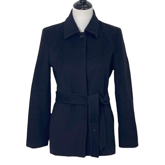 LE Souk Japanese Brand Angora Minimalist Black Coat With Sash Like New Small - Picture 1 of 9